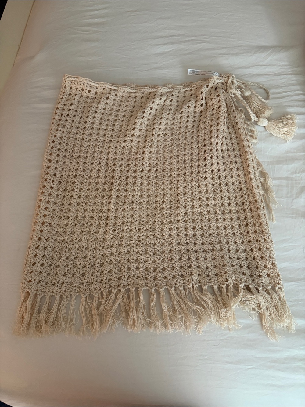 Free People Cream Crochet Fringe Wrap Mini Skirt